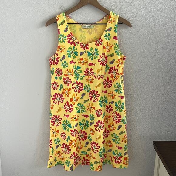 Fresh Produce Bright Tropical Floral Fish Dress Art to Wear Artsy Small - Picture 1 of 8